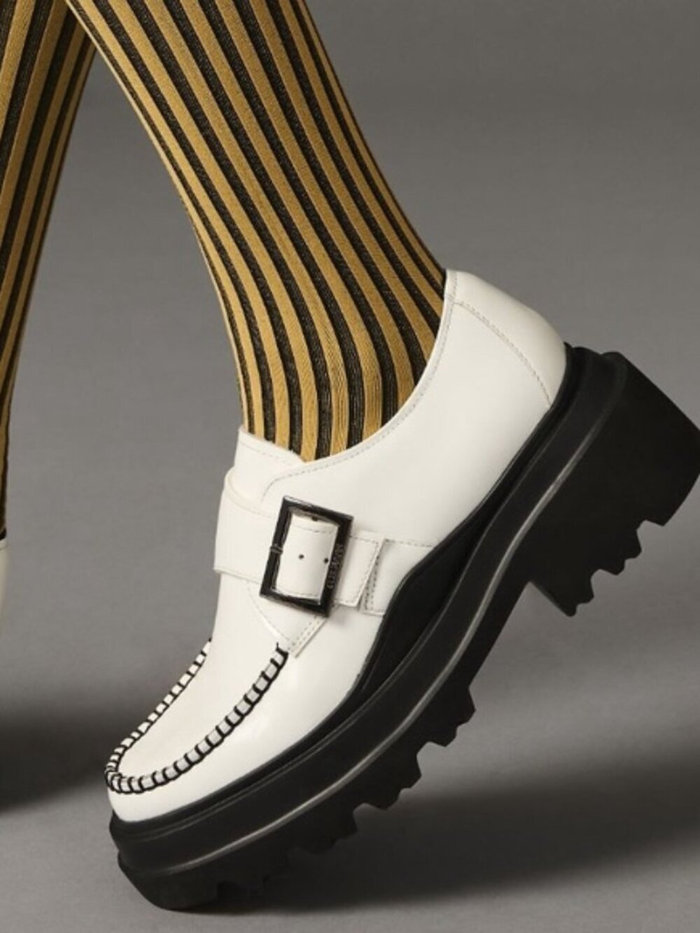 G.H. BASS White Leather Platform Derby Loafers